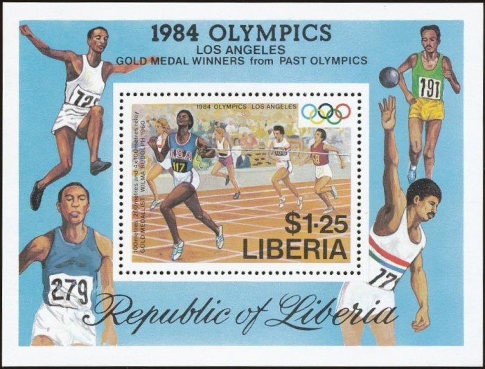 Liberia 1984 Summer Olympics Souvenir Sheet Liberia 1984 Summer Olympics Souvenir Sheet
